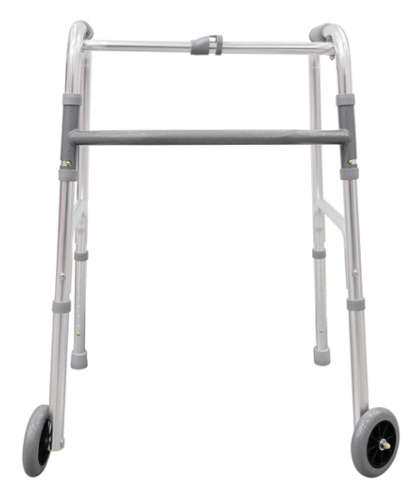 Hybrid walker with two front wheels and two rear spikes