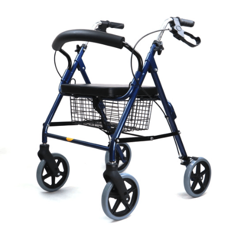 classic four-wheel walker, with seat and brakes with parking lock