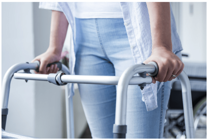 while walking with a walker, the person may experience severe fatigue in the muscles of the arms, shoulders and wrist joints