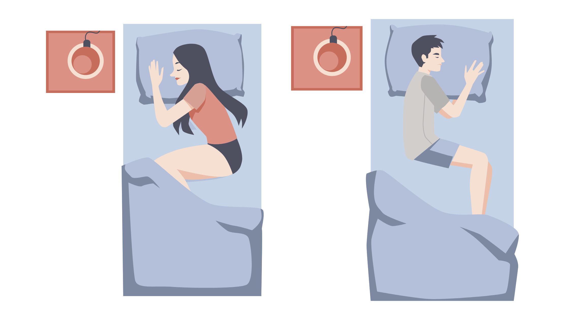 uomo e donna in posizione fetale come possibile soluzione per dormire con la spondilolistesi
