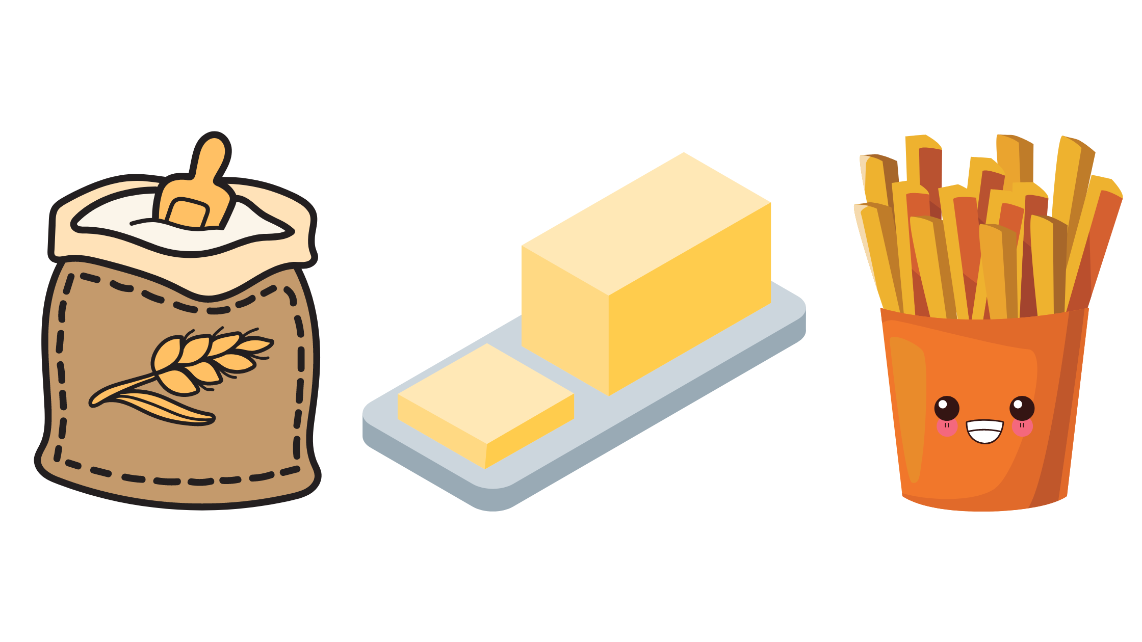 refined and processed foods such as flour, butter and french fries